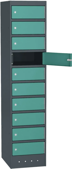 Skapis portatīvo datoru uzglabāšanai SZNL, 10 nodalījumi - Ergostock.lv