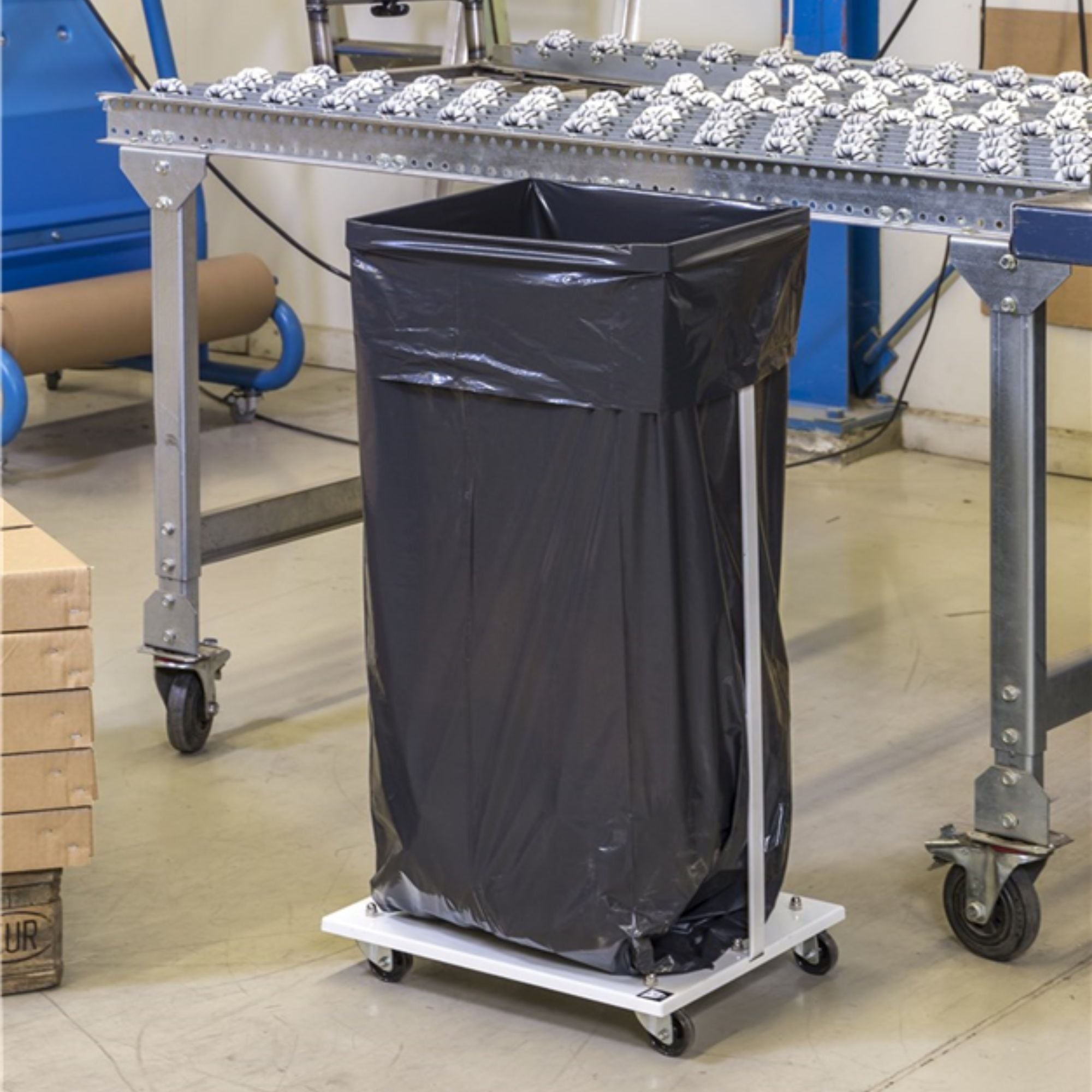 Statīvs atkritumu maisiem KM 125 L, balts, ar riteņiem