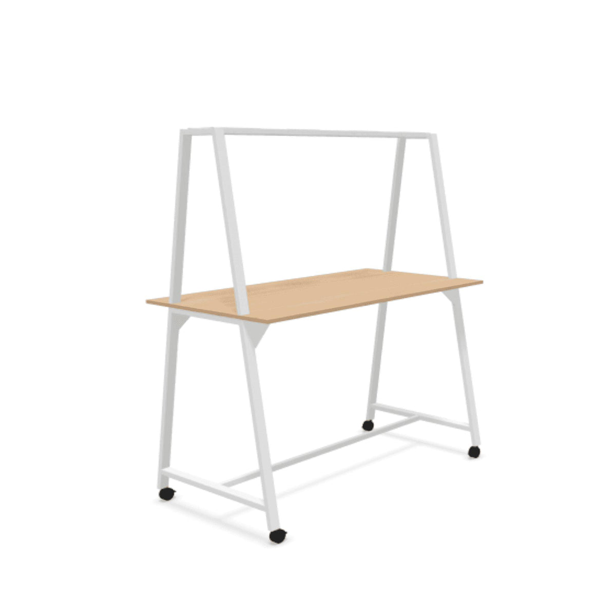 Stāvgalds AART 2, 200 x 100 x 110H cm, ar ritentiņiem – Balta / American Oak