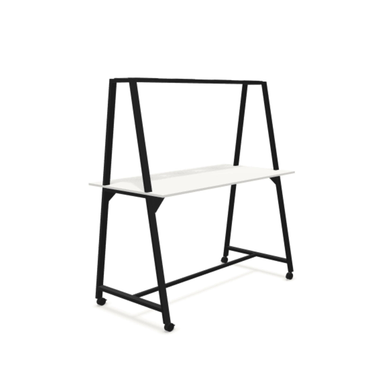 Stāvgalds AART 2, 200 x 100 x 110H cm, ar ritentiņiem – Melna / Balta