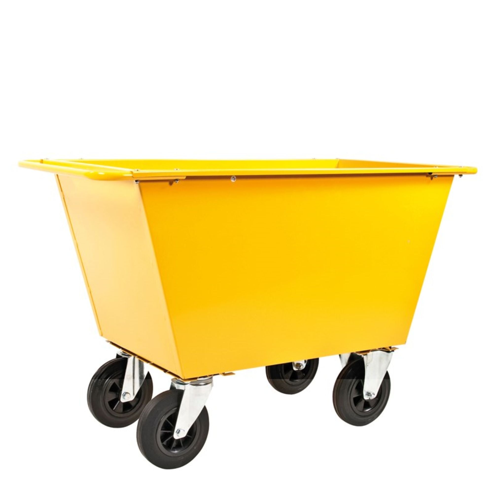 Tērauda ratiņi atkritumiem 400 L, dzelteni, ar riteņiem