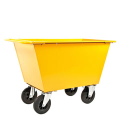 Tērauda ratiņi atkritumiem 400 L, dzelteni, ar riteņiem