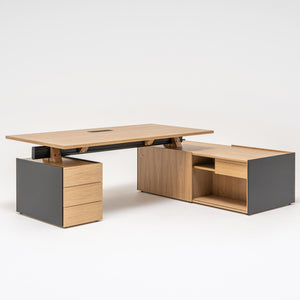 Vadītāju galds VIGA ar plauktiem, mdd; konfigurējams - Ergostock.lv