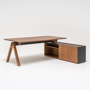 Vadītāju galds VIGA ar plauktu, mdd; konfigurējams - Ergostock.lv