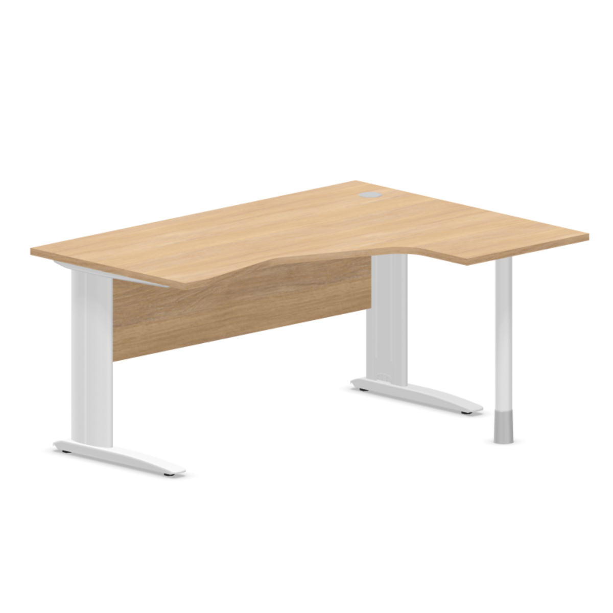 Biroja stūra galds ar nosegpaneli ARETH CORNER, 160 x 120 cm – Labais / Balta / Amber Oak