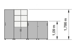 Biroja skapju komplekts Flexx One, trīs skapji, kopējais platums 256 cm, grafīta - Ergostock.lv