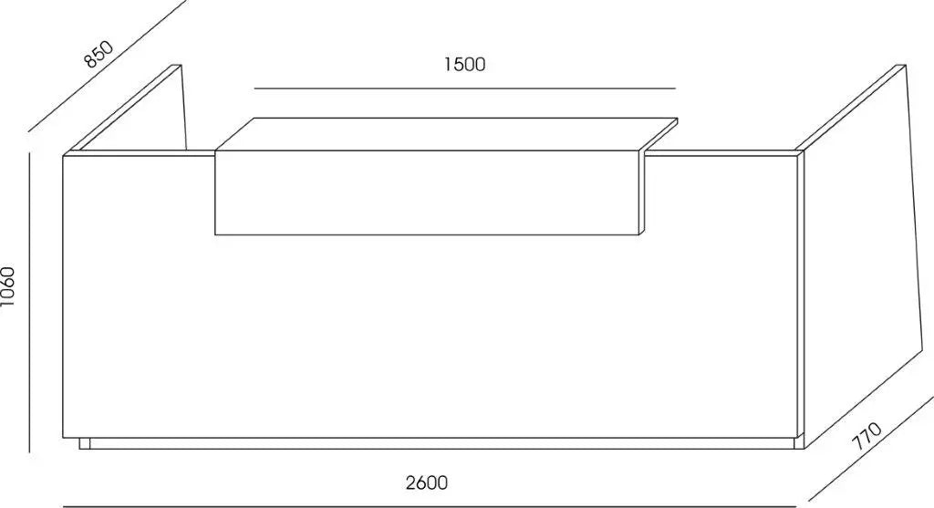 Recepcijas galds LIBRA, izmēri 260 cm (PL) x 110 cm (A) x 85 cm (Dz) - Ergostock.lv