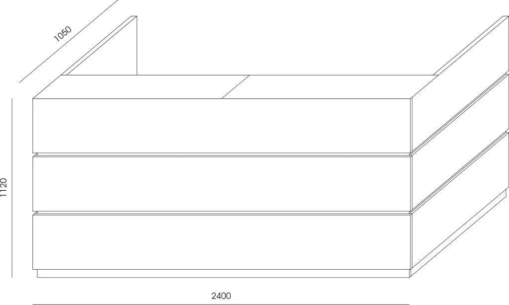 Recepcijas galds PEARL, izmēri 240 cm (PL) x 112 cm (A) x 105 cm (Dz) - Ergostock.lv