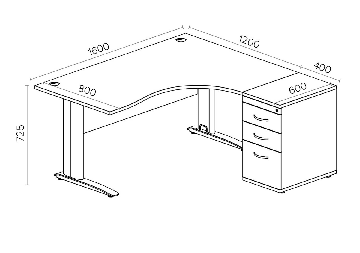 Biroja galds THEO CORNER SET 160 x 160 cm - Ergostock.lv