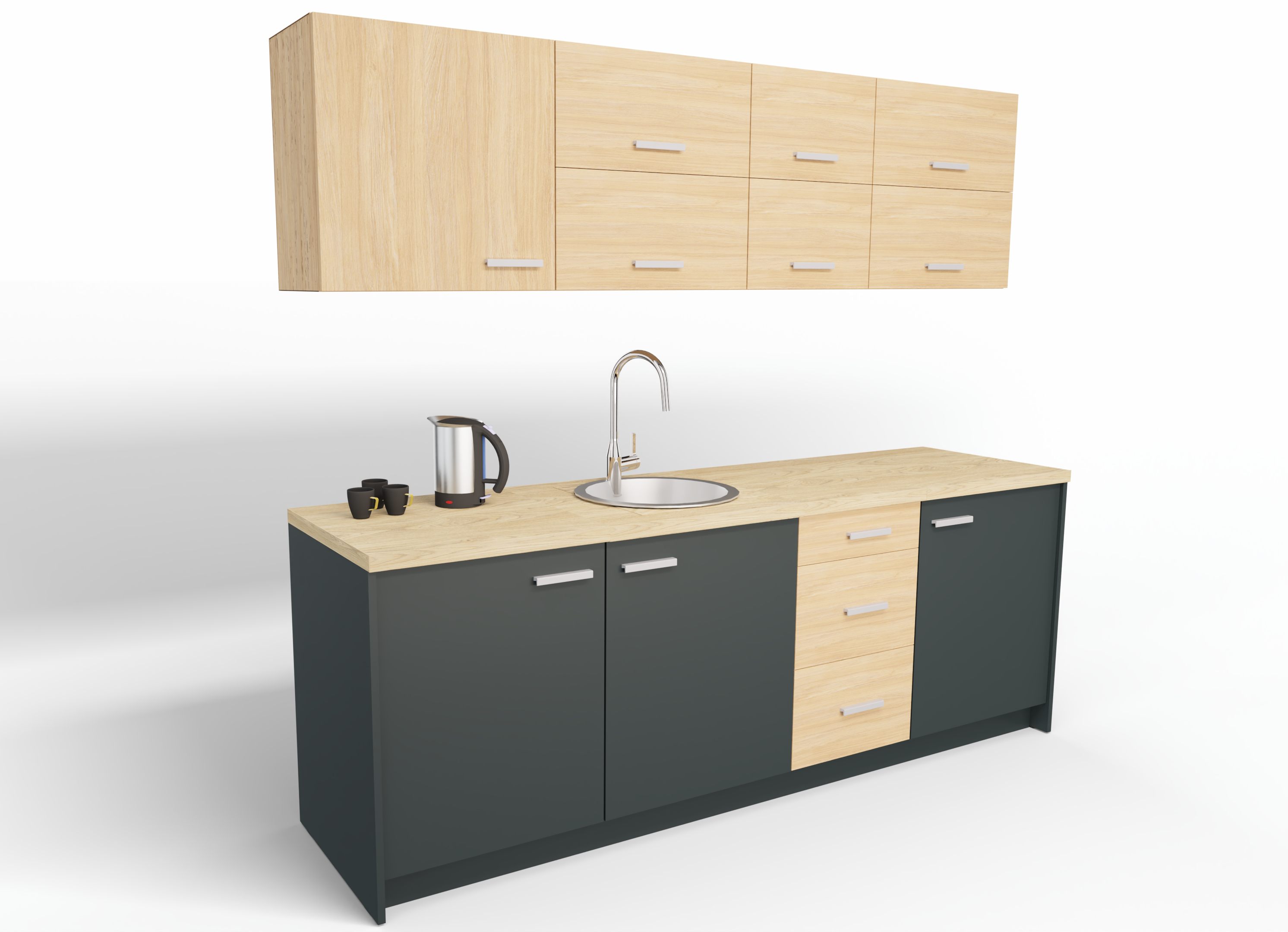 Biroja virtuve Ergostock Graphite Oak Kitchenette - Ergostock.lv