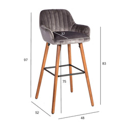 Bāra krēsls ARIEL 48x52xH97cm sēdvieta un atzveltne: audums krāsa: pelēks kājas izgatavotas no dižskābarža-Ergostock