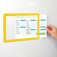 Magnētiski marķējumu turētāji Frames4Docs A3 10 gab dzelteni - Ergostock.lv