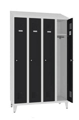 Garderobes skapis Sloping Top ar kāju rāmi 4 nodalījumi-Ergostock