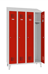 Garderobes skapis Sloping Top ar kāju rāmi 4 nodalījumi-Ergostock