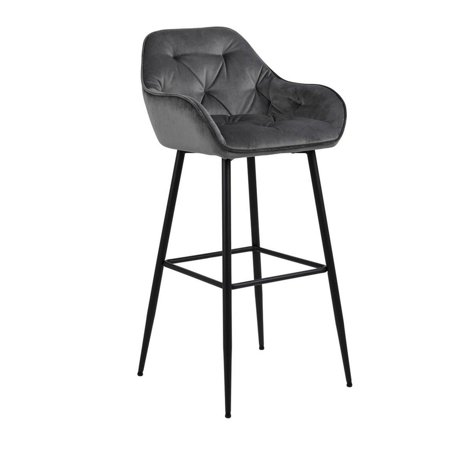 Bāra krēsls BROOKE 55x52xH103.5cm tumši pelēks samts / melns-Ergostock