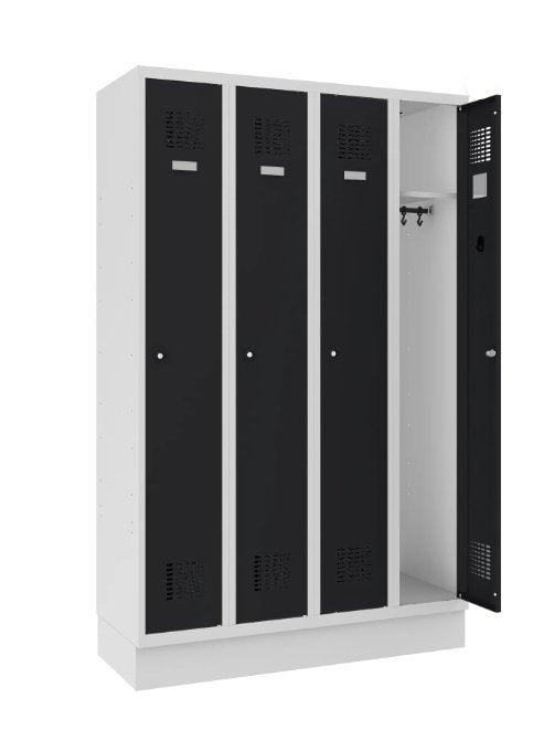 Garderobes skapis Classic ar cokolu 4 nodalījumi-Ergostock