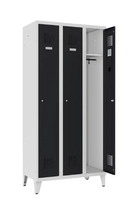 Garderobes skapis Classic ar kāju rāmi 3 nodalījumi-Ergostock