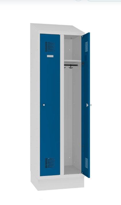 Garderobes skapis Sloping Top ar cokolu 2 nodalījumi-Ergostock