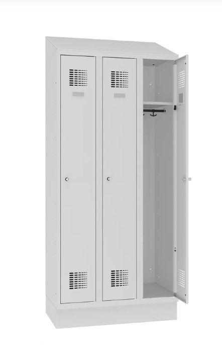 Garderobes skapis Sloping TOP ar cokolu 3 nodalījumi-Ergostock