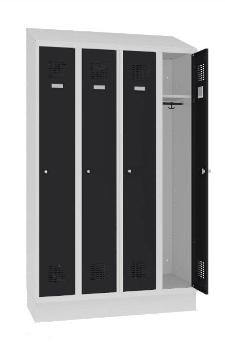 Garderobes skapis Sloping TOP ar cokolu 4 nodalījumi-Ergostock