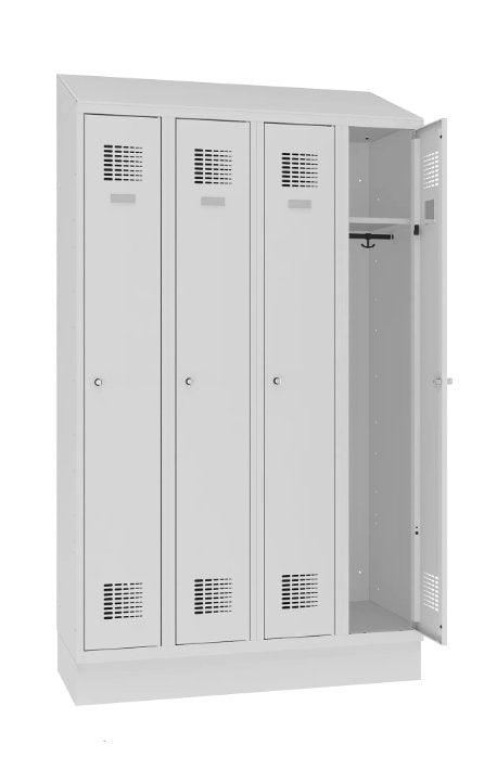 Garderobes skapis Sloping TOP ar cokolu 4 nodalījumi-Ergostock