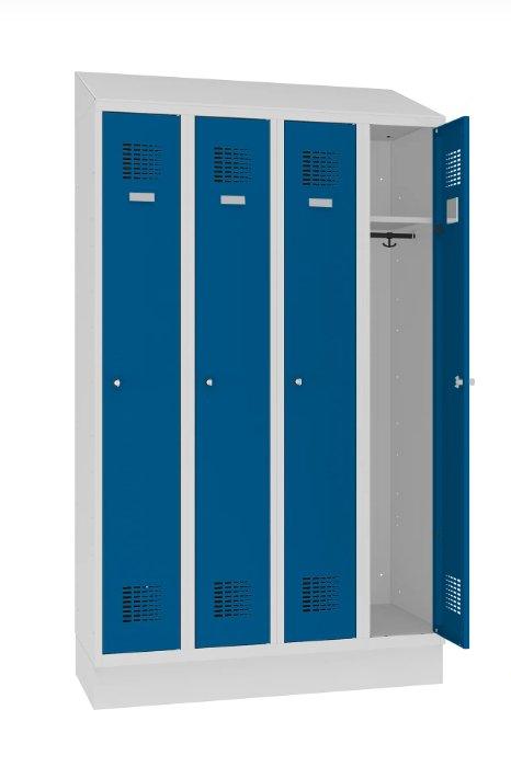 Garderobes skapis Sloping TOP ar cokolu 4 nodalījumi-Ergostock