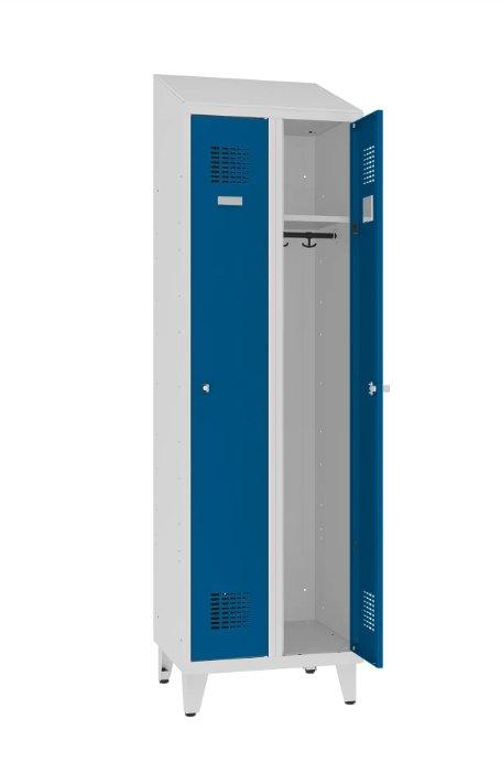 Garderobes skapis Sloping Top ar kāju rāmi 2 nodalījumi-Ergostock