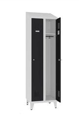 Garderobes skapis Sloping Top ar kāju rāmi 2 nodalījumi-Ergostock