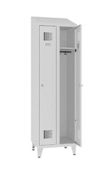 Garderobes skapis Sloping Top ar kāju rāmi 2 nodalījumi-Ergostock