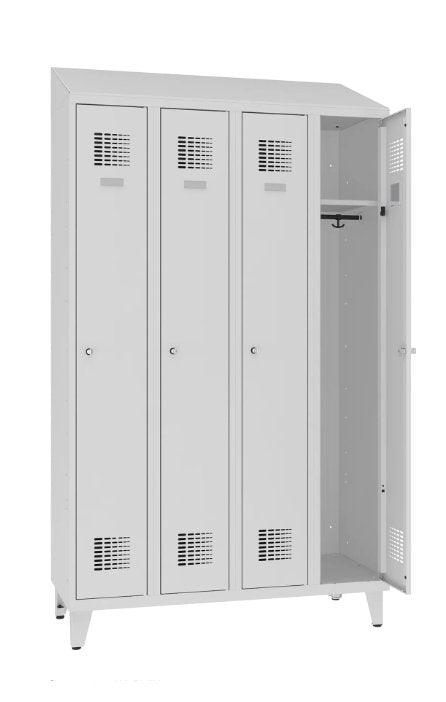 Garderobes skapis Sloping Top ar kāju rāmi 4 nodalījumi-Ergostock