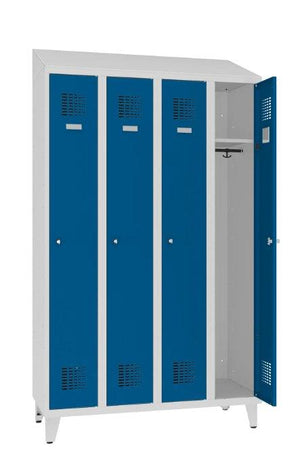 Garderobes skapis Sloping Top ar kāju rāmi 4 nodalījumi-Ergostock