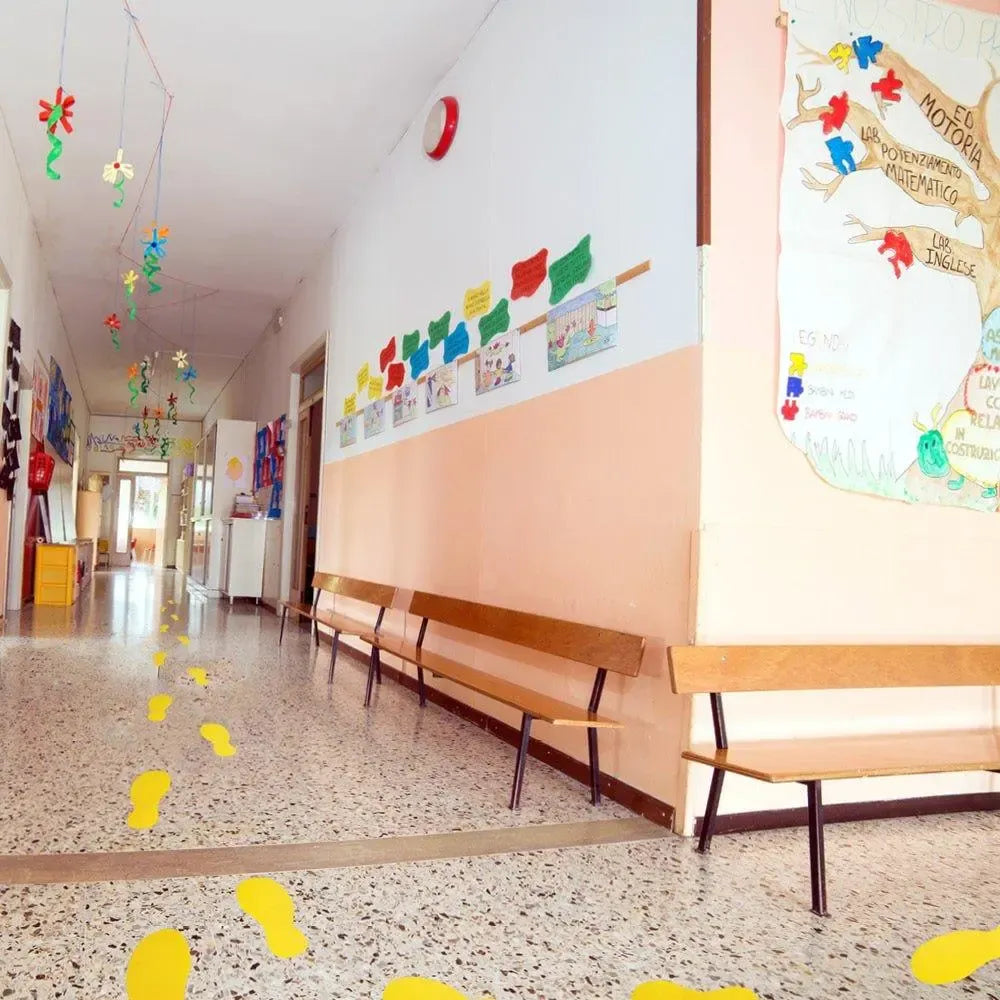 Grīdas marķējums Beaverswood industriālas kvalitātes Pēdas 300 x 100 mm 10 gab dzeltenas - Ergostock.lv