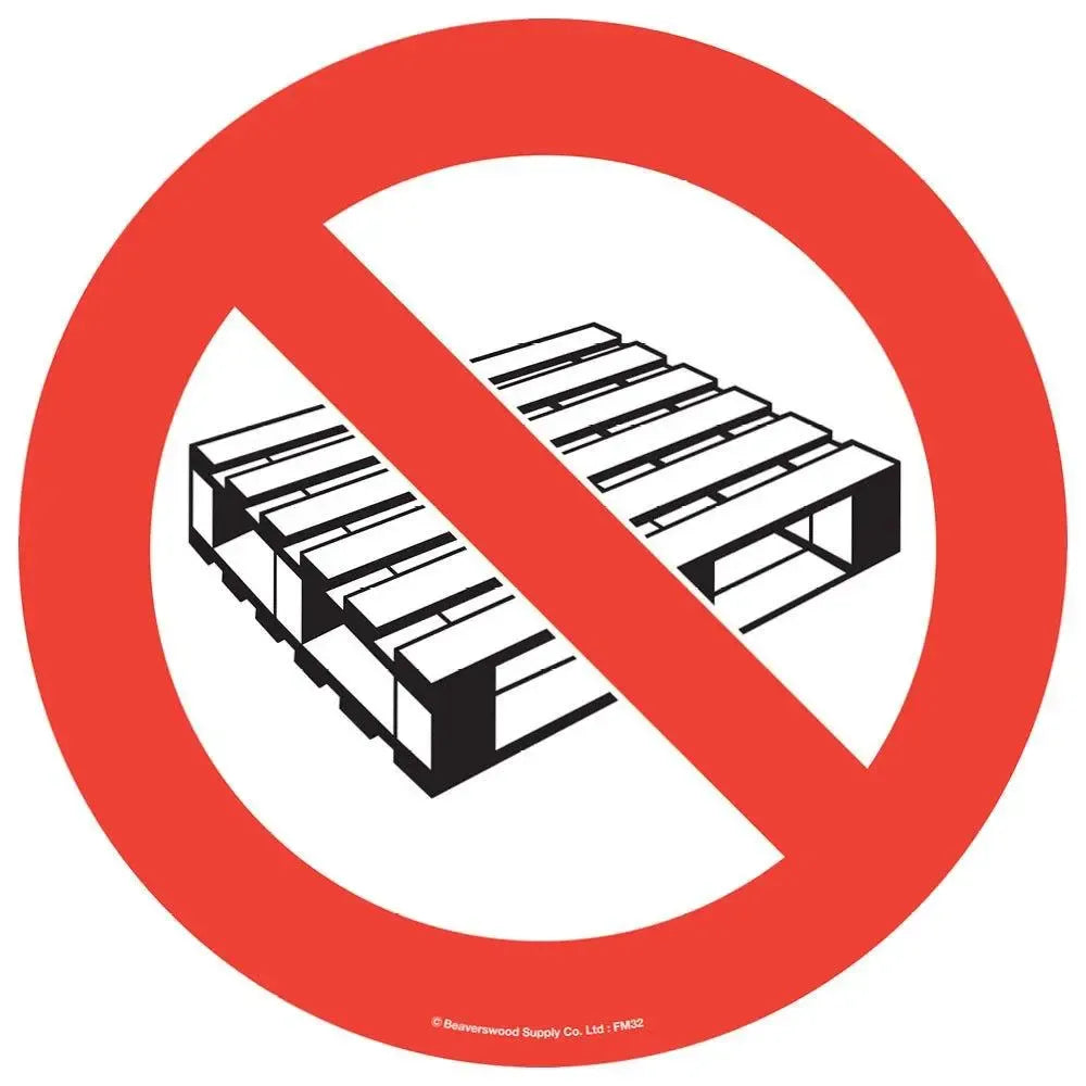 Grīdas marķējums Beaverswood Palešu novietošana aizliegta bez teksta industriālas kvalitātes 430 mm diametrs - Ergostock.lv
