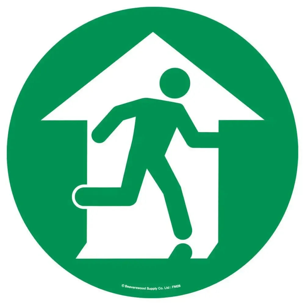 Grīdas marķējums Beaverswood Ugunsgrēka izeja industriālas kvalitātes 430 mm diametrs - Ergostock.lv