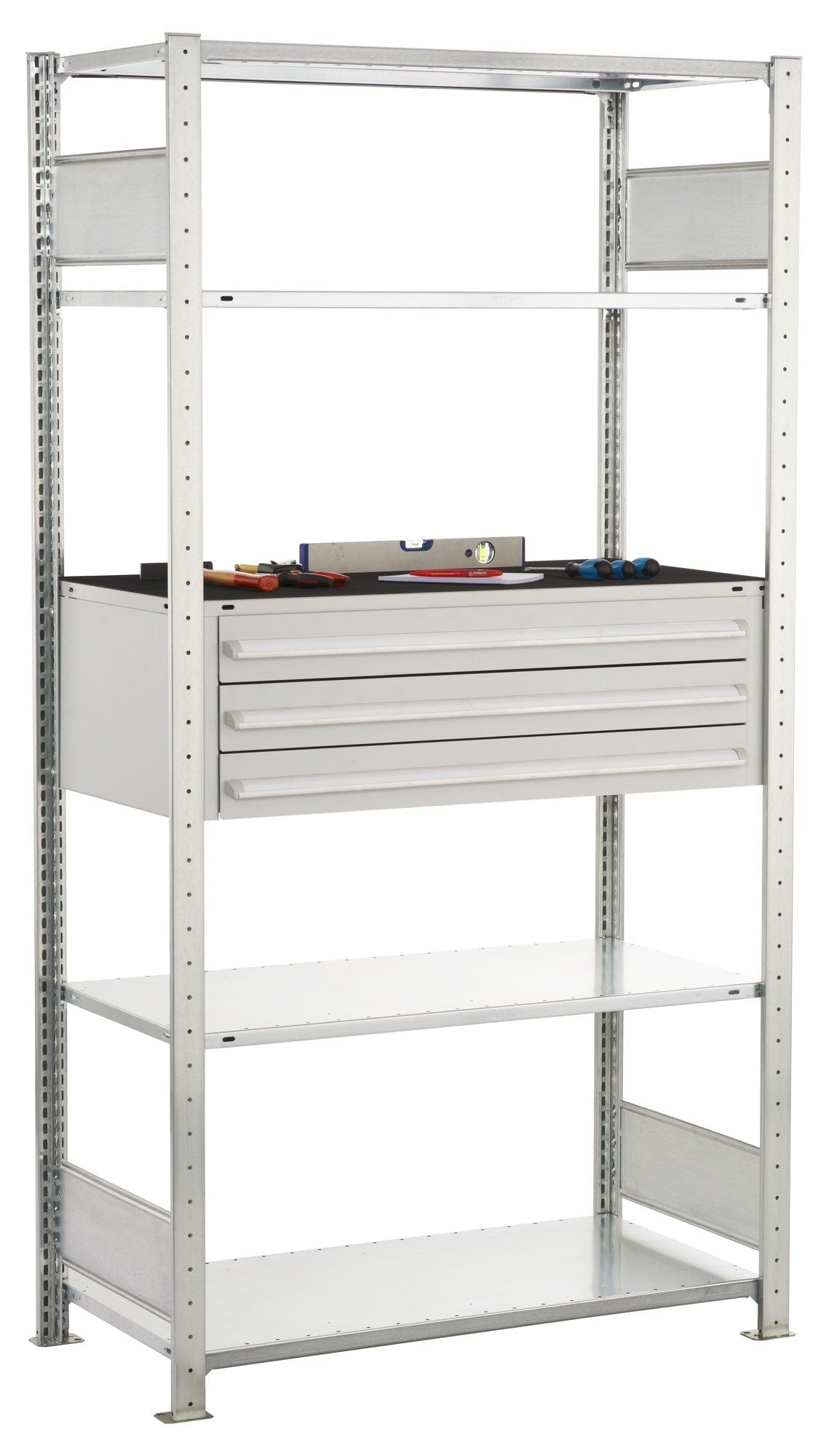 Metāla plaukts Schulte Multiplus 2000 mm x1000 mm ar atvilktnēm-Ergostock