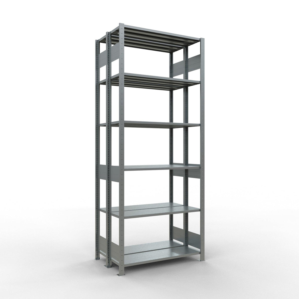 Metāla plaukts Schulte Multiplus 2500 mm x1000 mm divpusējs plug in x2-Ergostock