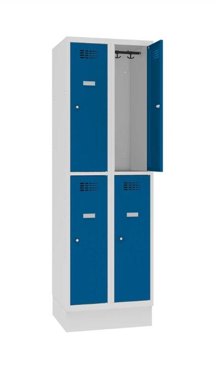 Metāla skapis Classic 2R ar cokolu 4 nodalījumi-Ergostock