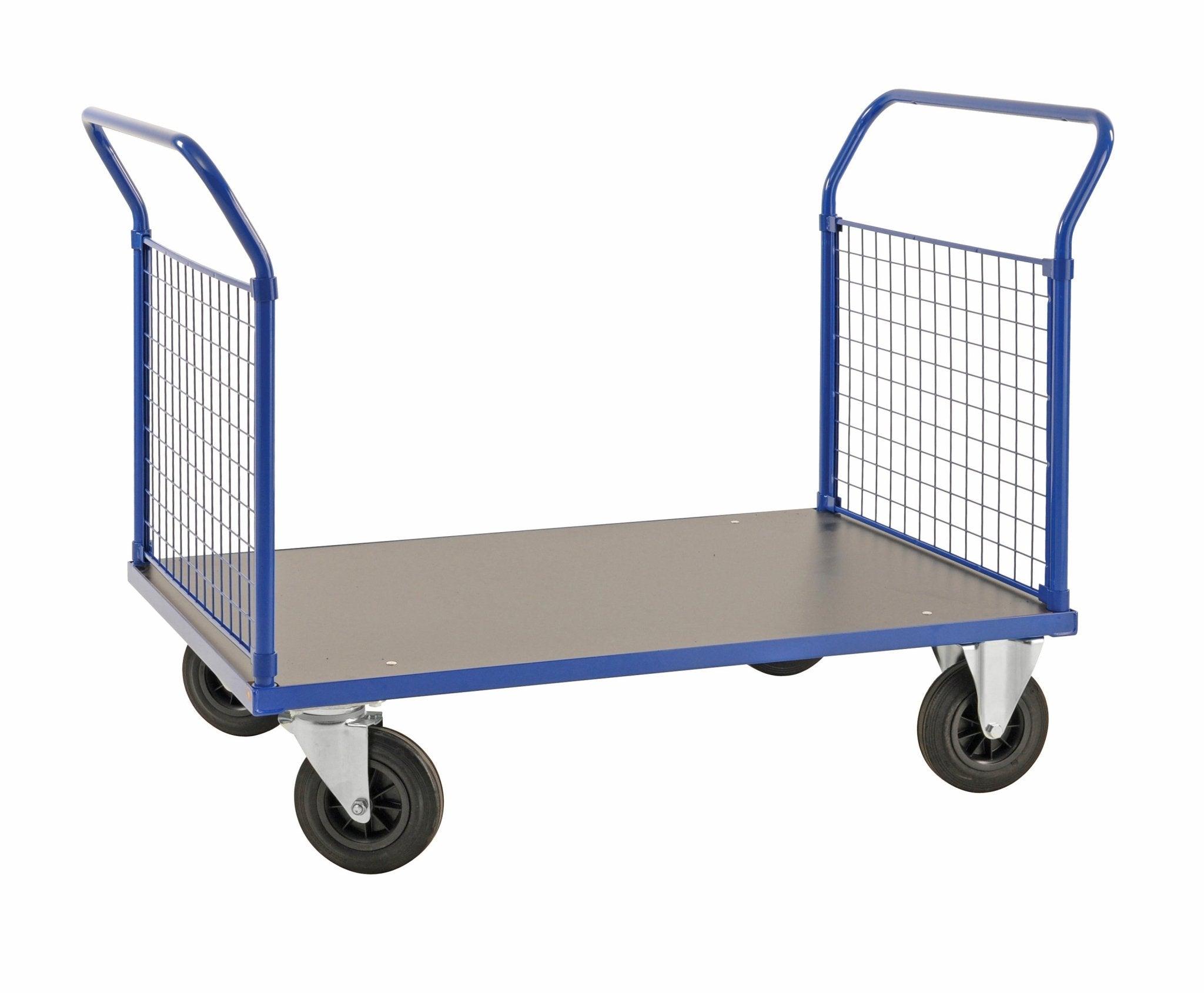 Platformas ratiņi ar režģu bortu KONGAMEK 2333B 1366 x 800mm 500 kg ar bremzēm-Ergostock