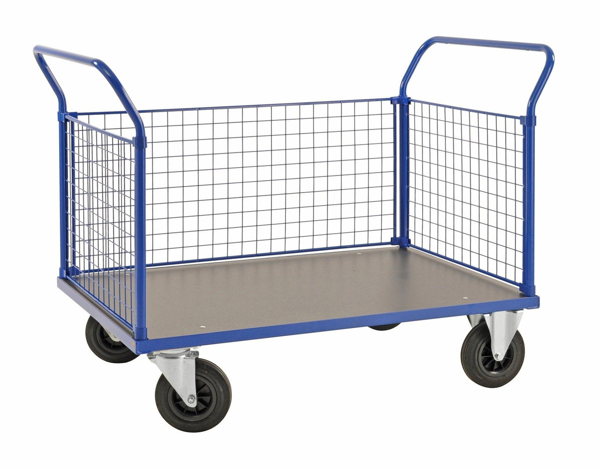 Platformas ratiņi ar režģu bortu KONGAMEK 2342B 1166 x 700mm 500 kg ar bremzēm-Ergostock