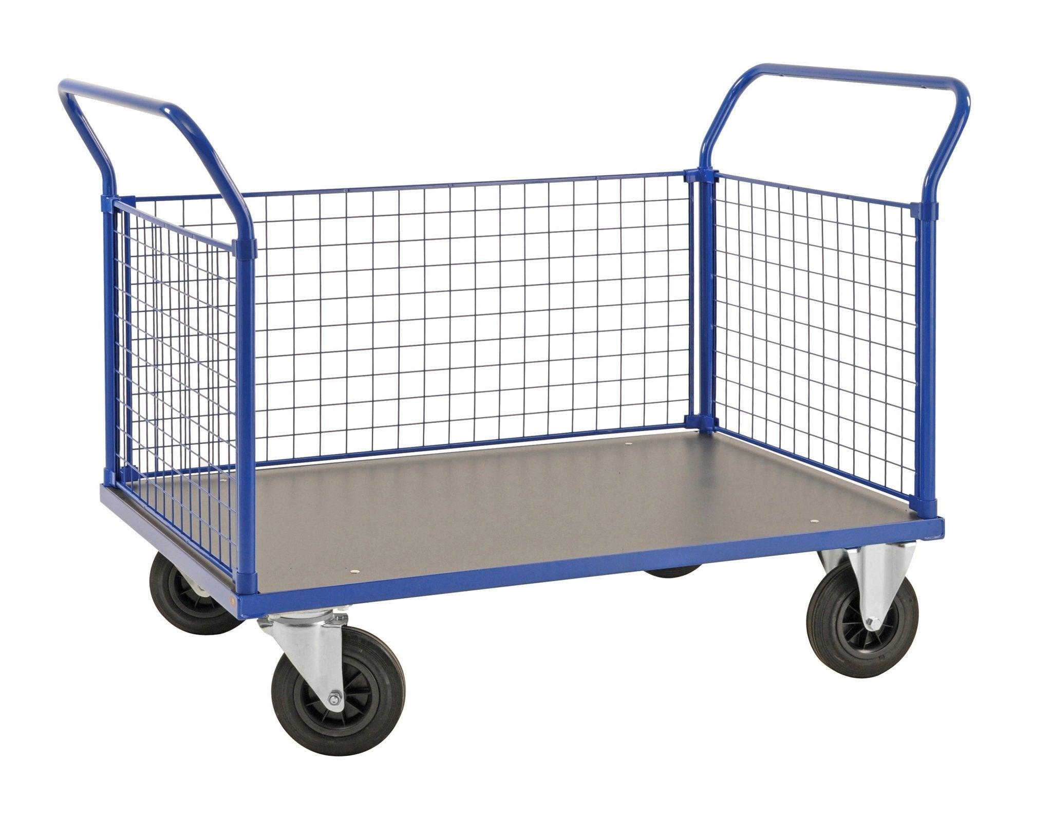 Platformas ratiņi ar režģu bortu KONGAMEK 2342B 1166 x 700mm 500 kg ar bremzēm-Ergostock