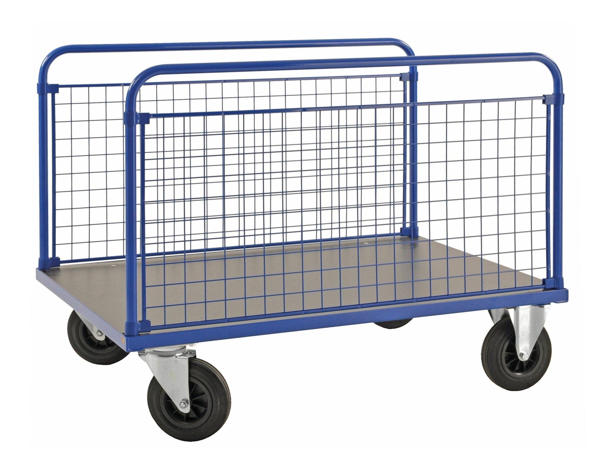 Platformas ratiņi ar režģu bortu KONGAMEK 2363B 1200 x 800mm 500 kg ar bremzēm-Ergostock