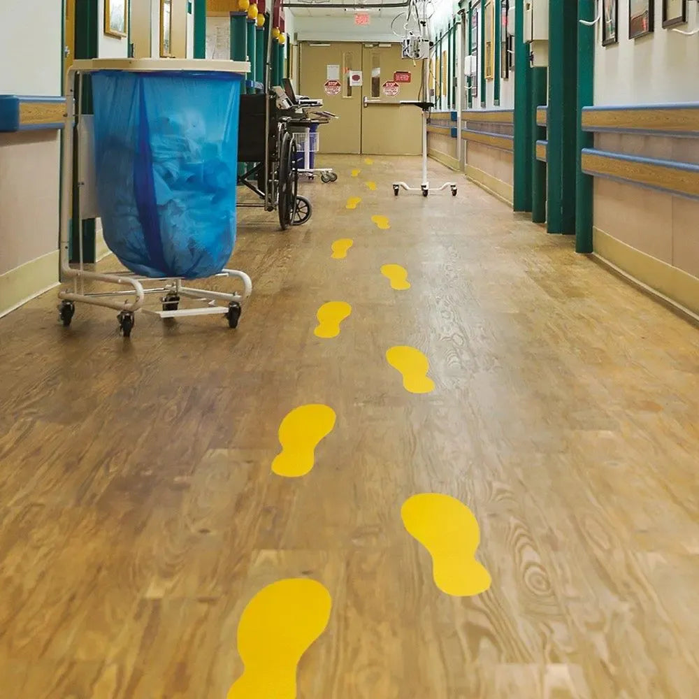 Pretslīdes pēdu marķējums Beaverswood 240 x 90 mm 10 gab dzeltenas - Ergostock.lv